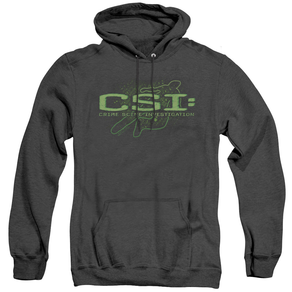 AN OFFCIALLY LICENSED CSI SKETCHY SHADOW ADULT UNISEX HEATHER PULLOVER HOODIE BLACK