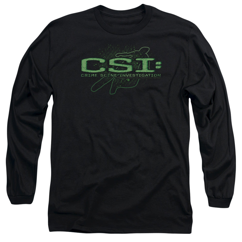 AN OFFCIALLY LICENSED CSI SKETCHY SHADOW MEN'S LONG SLEEVE T-SHIRT BLACK
