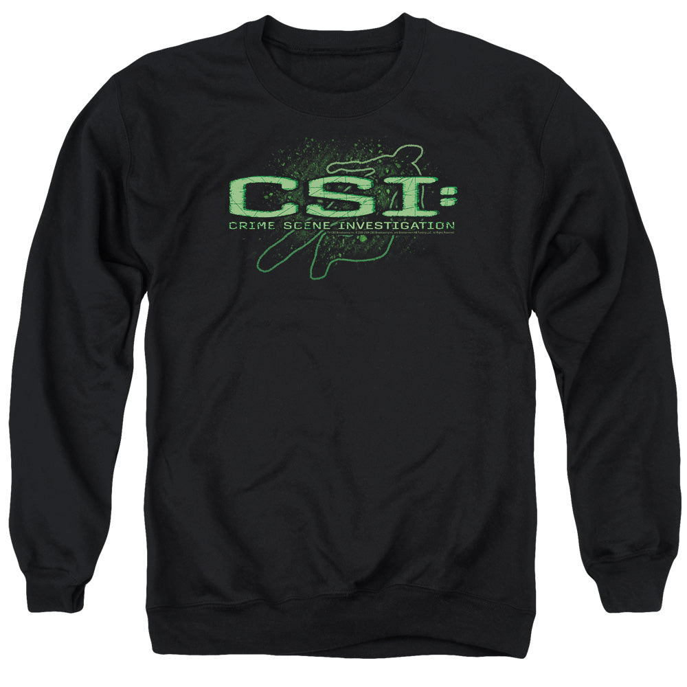 AN OFFCIALLY LICENSED CSI SKETCHY SHADOW ADULT UNISEX CREWNECK SWEATSHIRT BLACK