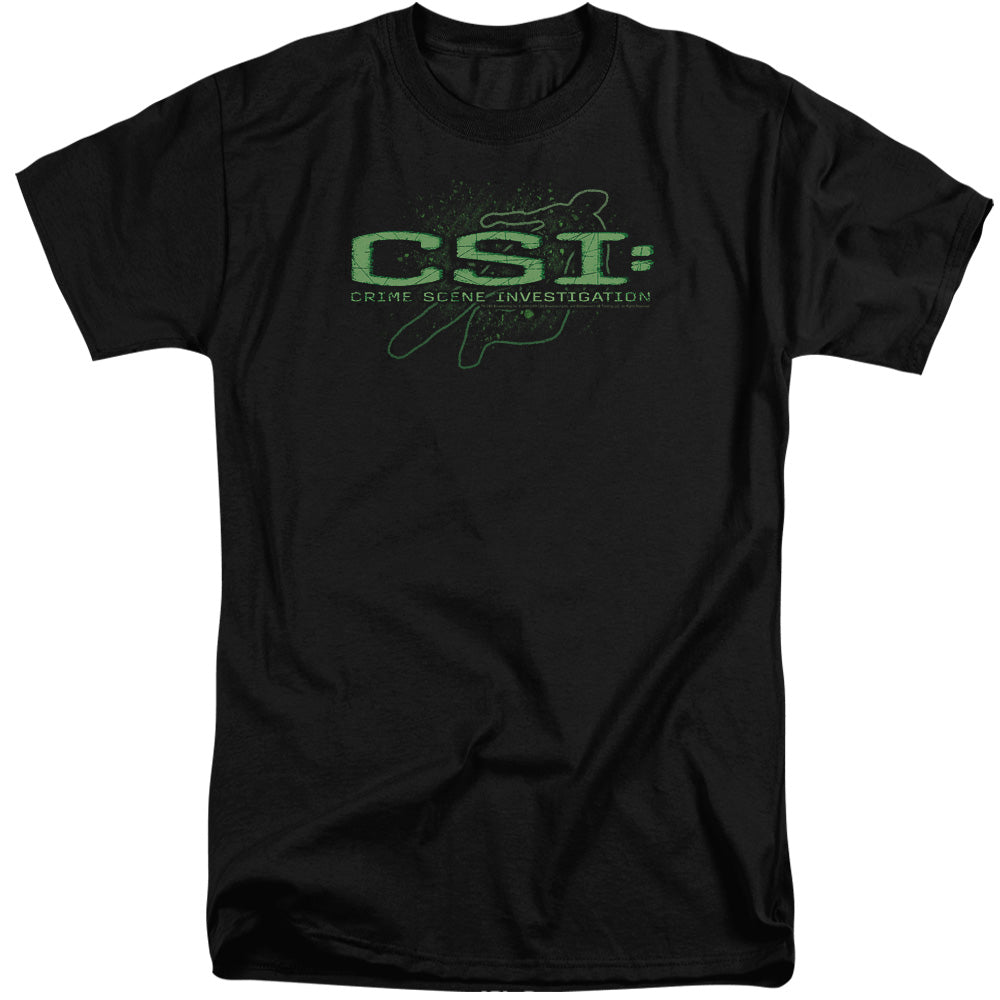AN OFFCIALLY LICENSED CSI SKETCHY SHADOW MEN'S TALL FIT T-SHIRT BLACK