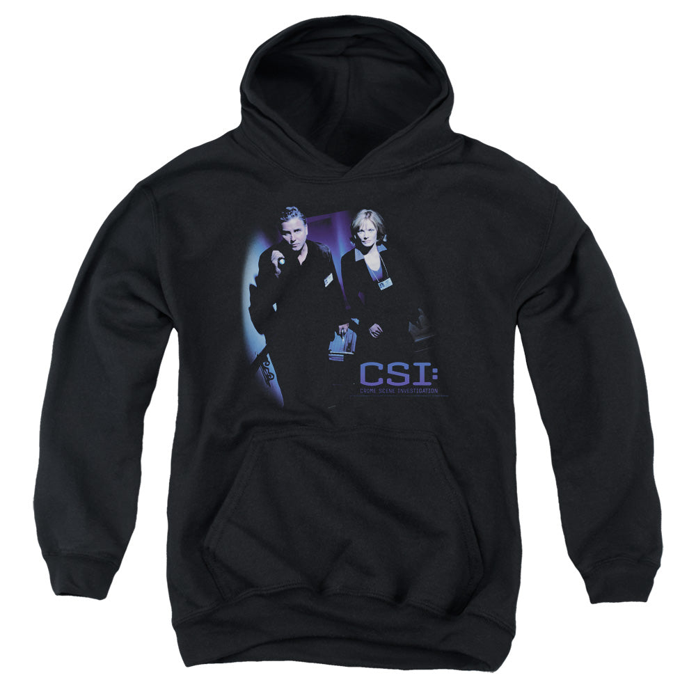 AN OFFCIALLY LICENSED CSI AT THE SCENE YOUTH HOODIE BLACK