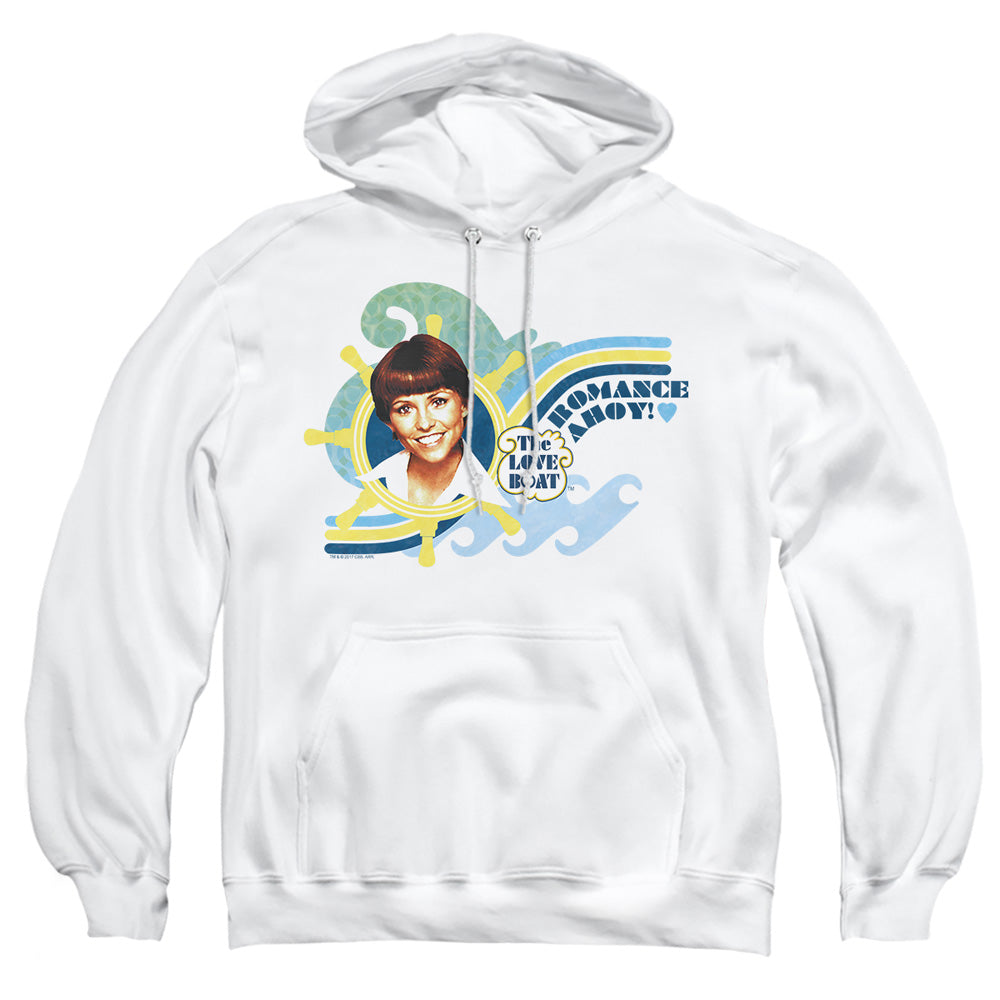 AN OFFCIALLY LICENSED LOVE BOAT ROMANCE AHOY ADULT UNISEX PULLOVER HOODIE WHITE