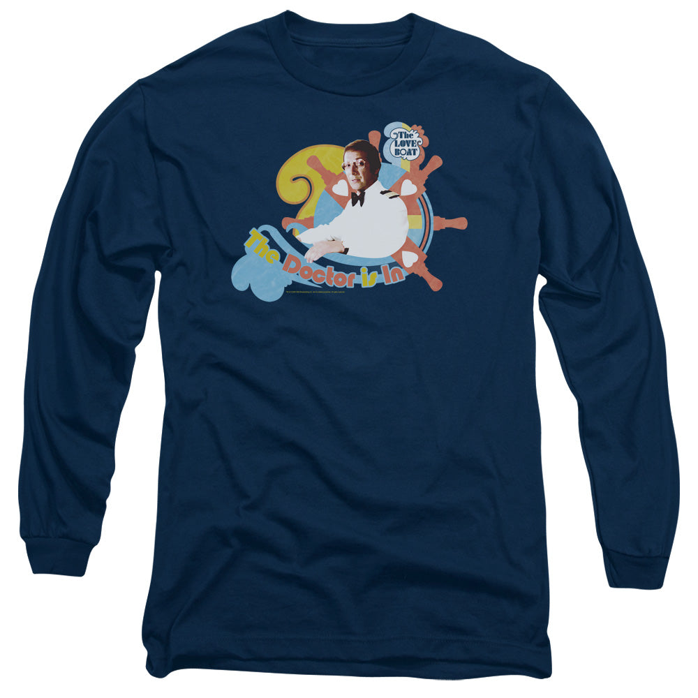 AN OFFCIALLY LICENSED LOVE BOAT THE DOCTOR IS IN MEN'S LONG SLEEVE T-SHIRT NAVY