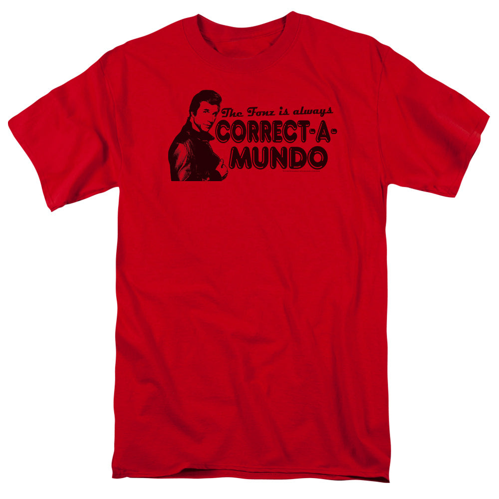 AN OFFCIALLY LICENSED HAPPY DAYS CORRECT A MUNDO MEN'S REGULAR FIT T-SHIRT RED