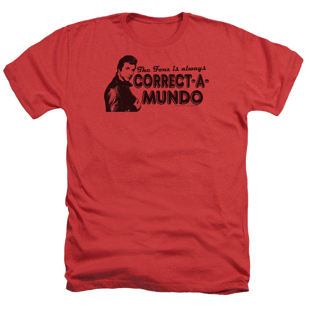 AN OFFCIALLY LICENSED HAPPY DAYS CORRECT A MUNDO MEN'S HEATHER T-SHIRT RED