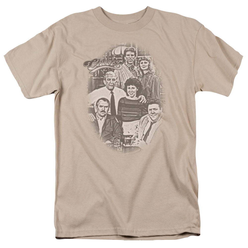 AN OFFCIALLY LICENSED CHEERS ORIGINAL CAST MEN'S REGULAR FIT T-SHIRT SAND