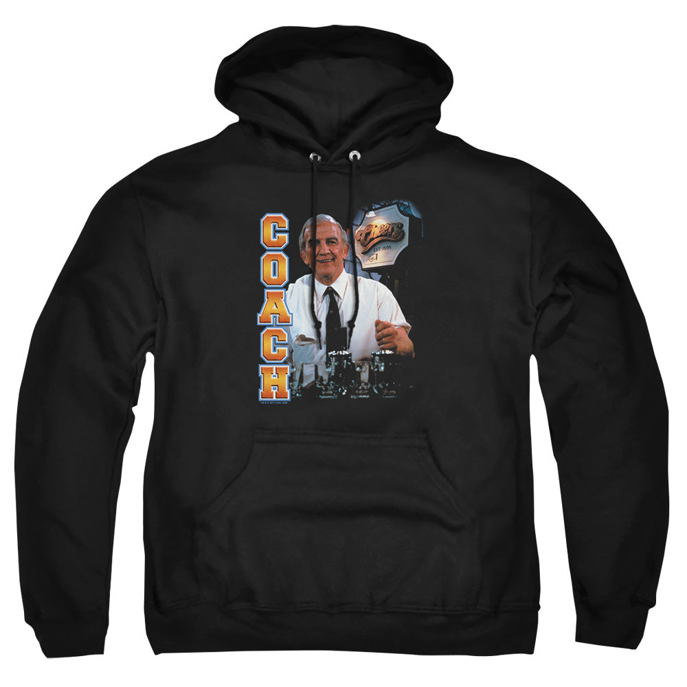 AN OFFCIALLY LICENSED CHEERS COACH ADULT UNISEX PULLOVER HOODIE BLACK