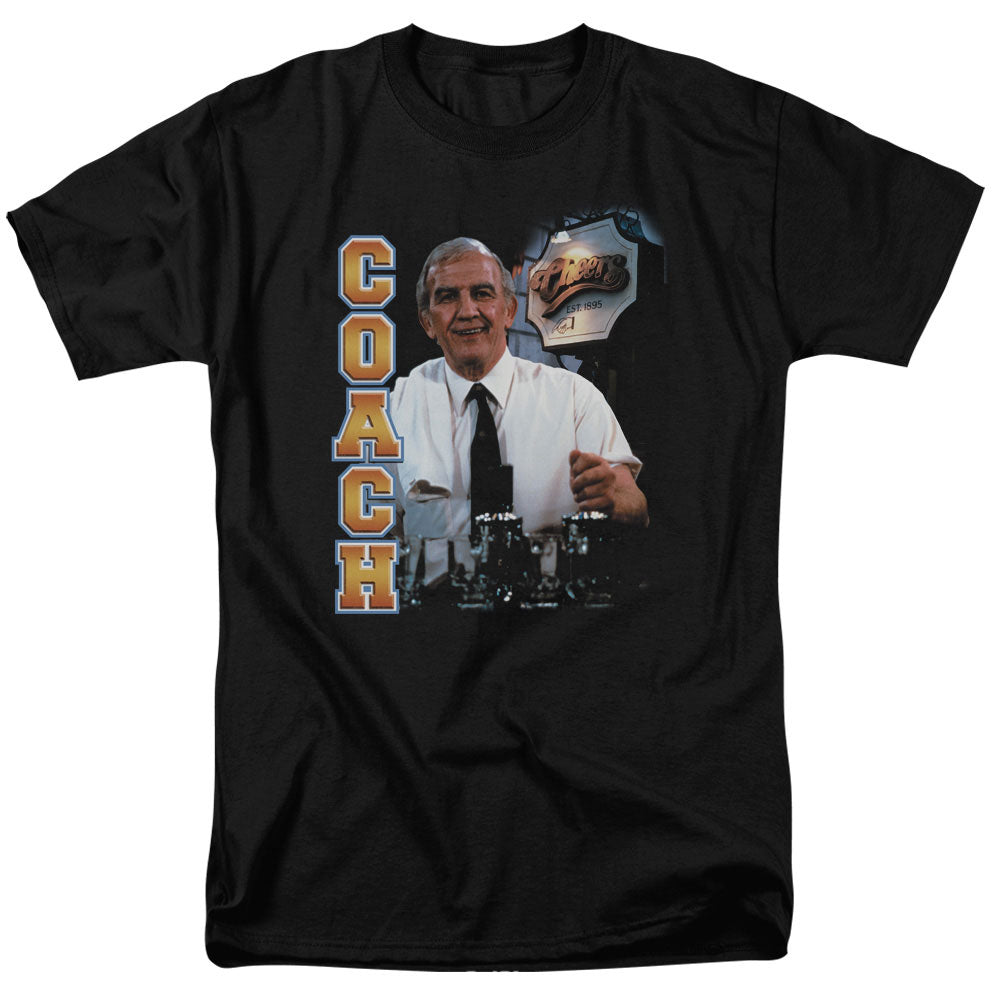 AN OFFCIALLY LICENSED CHEERS COACH MEN'S REGULAR FIT T-SHIRT BLACK