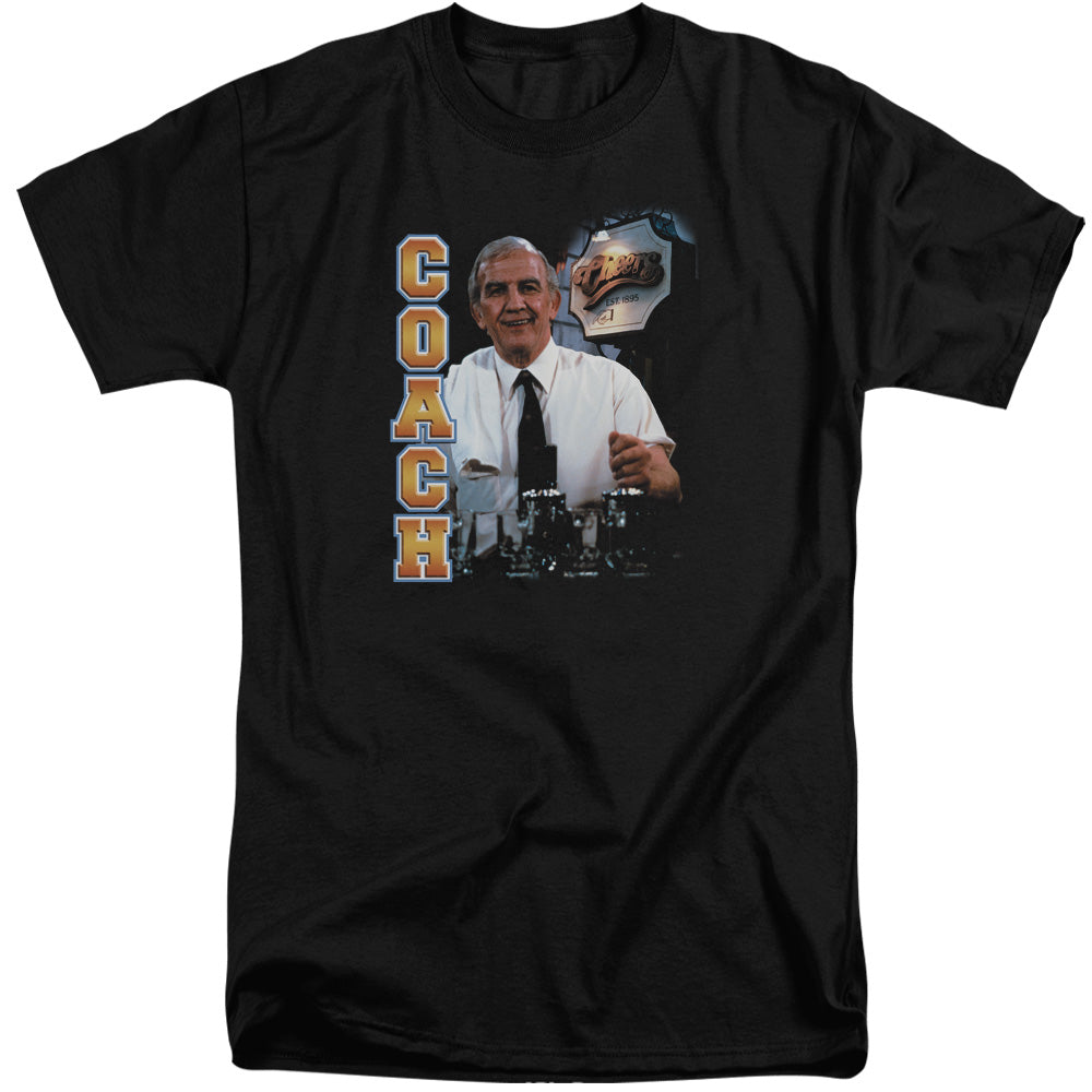 AN OFFCIALLY LICENSED CHEERS COACH MEN'S TALL FIT T-SHIRT BLACK