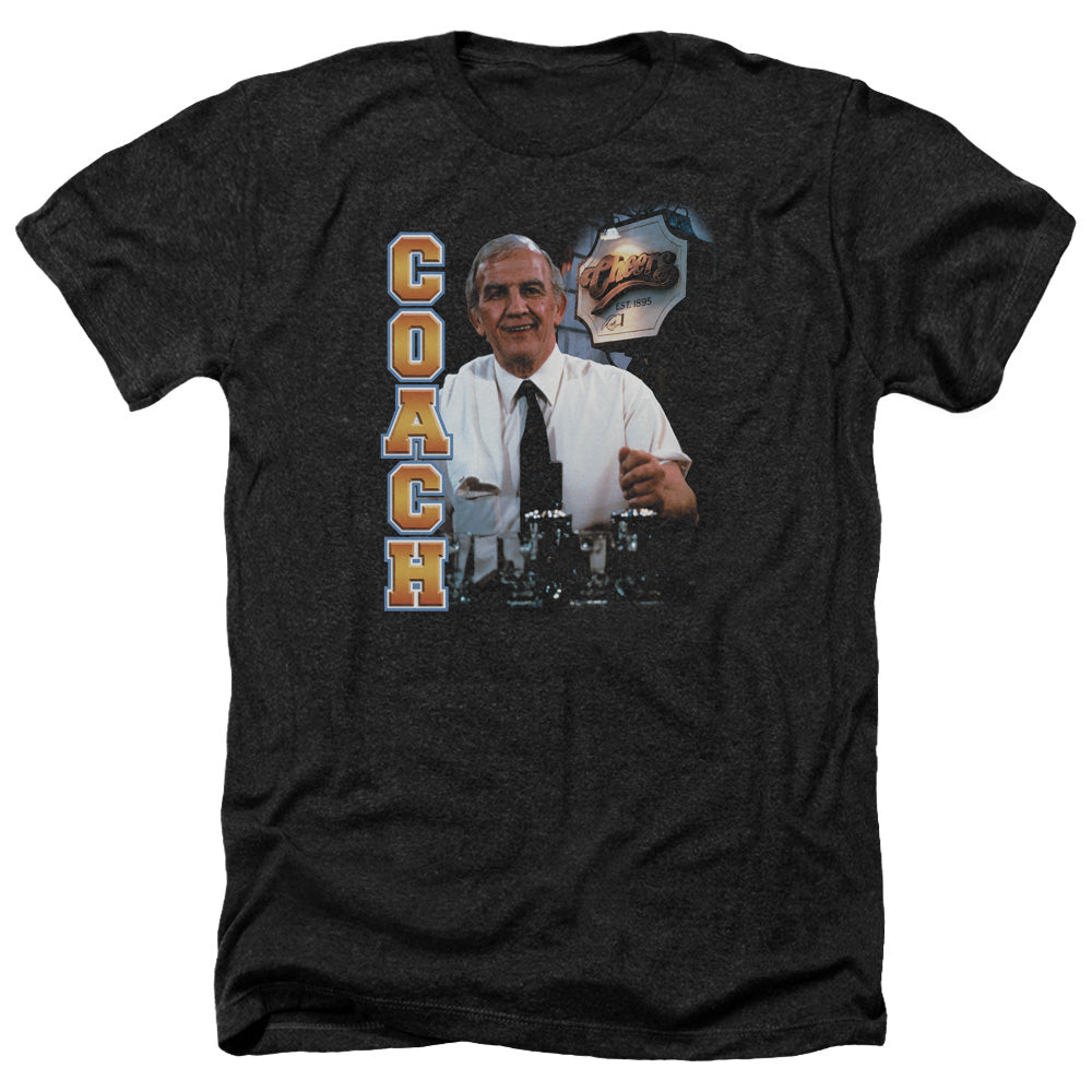 AN OFFCIALLY LICENSED CHEERS COACH MEN'S HEATHER T-SHIRT CHARCOAL