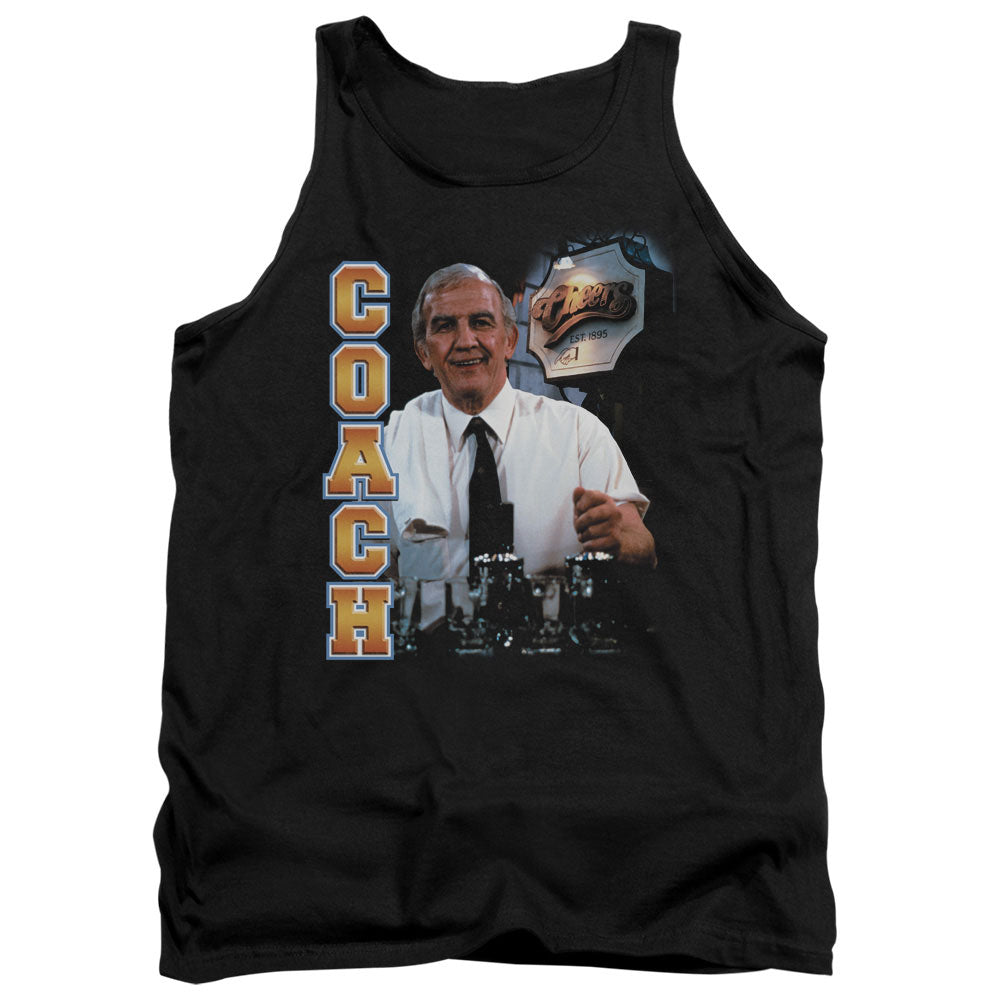 AN OFFCIALLY LICENSED CHEERS COACH ADULT UNISEX TANK TOP BLACK
