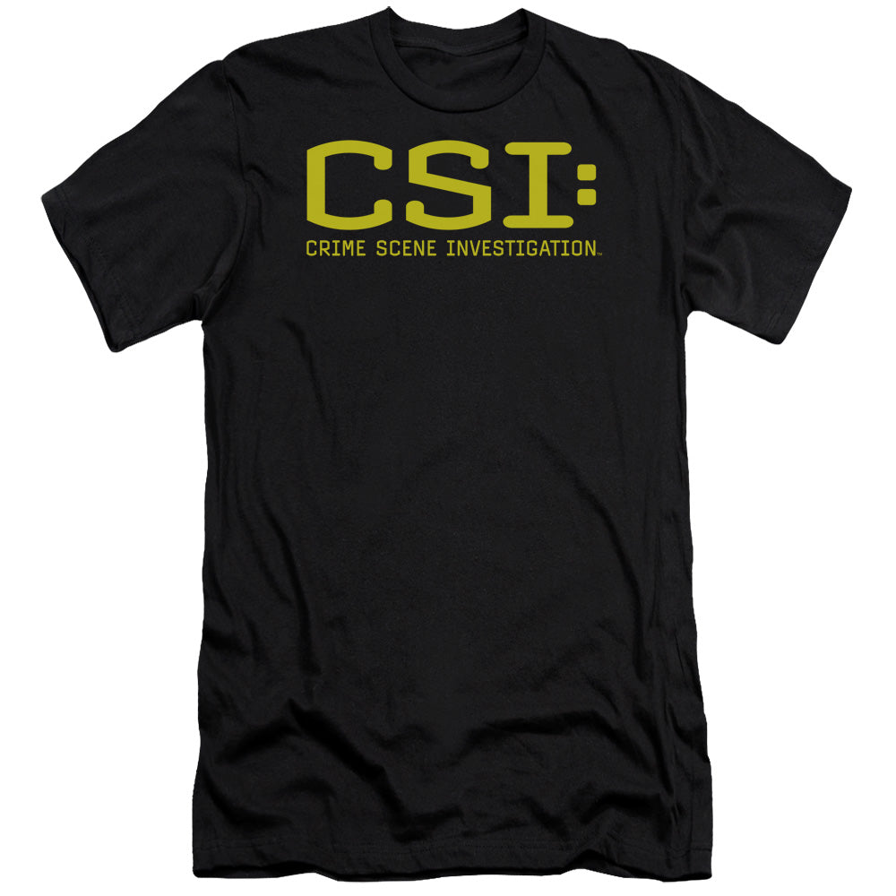 AN OFFCIALLY LICENSED CSI LOGO MEN'S PREMIUM SLIM FIT T-SHIRT BLACK