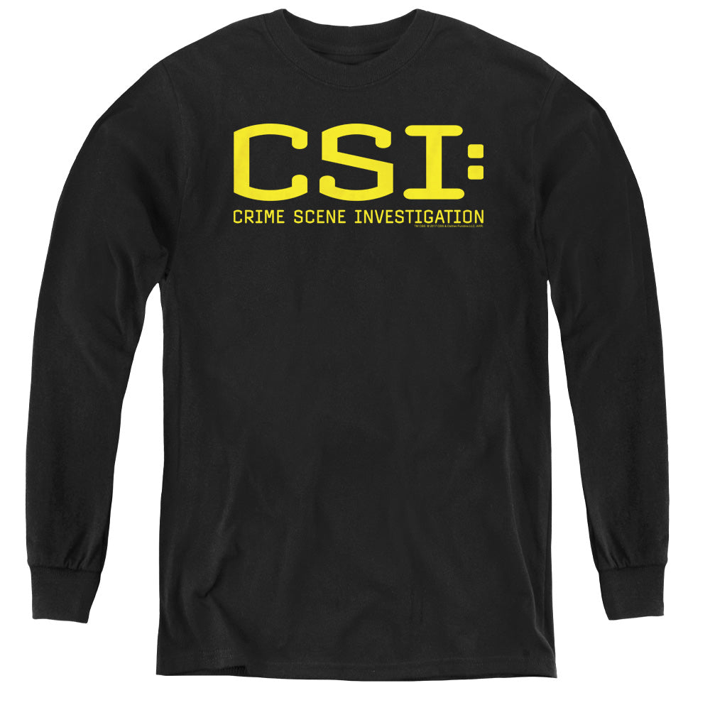 AN OFFCIALLY LICENSED CSI LOGO YOUTH LONG SLEEVE T-SHIRT BLACK