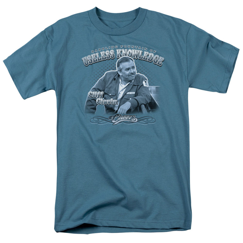 AN OFFCIALLY LICENSED CHEERS FOUNTAIN OF KNOWLEDGE MEN'S REGULAR FIT T-SHIRT SLATE