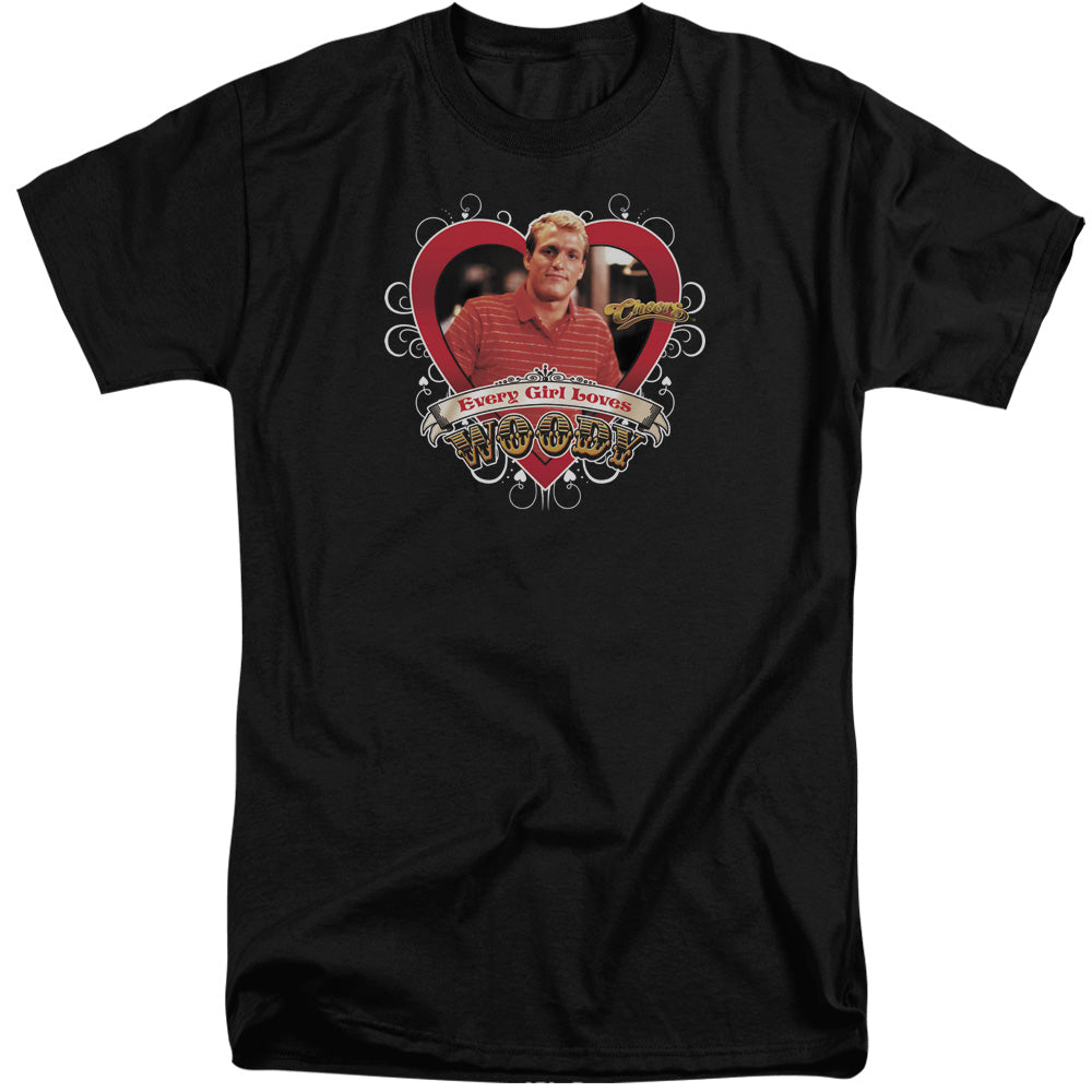 AN OFFCIALLY LICENSED CHEERS WOODY MEN'S TALL FIT T-SHIRT BLACK