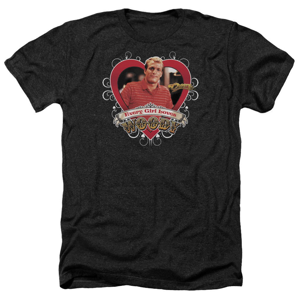 AN OFFCIALLY LICENSED CHEERS WOODY MEN'S HEATHER T-SHIRT CHARCOAL