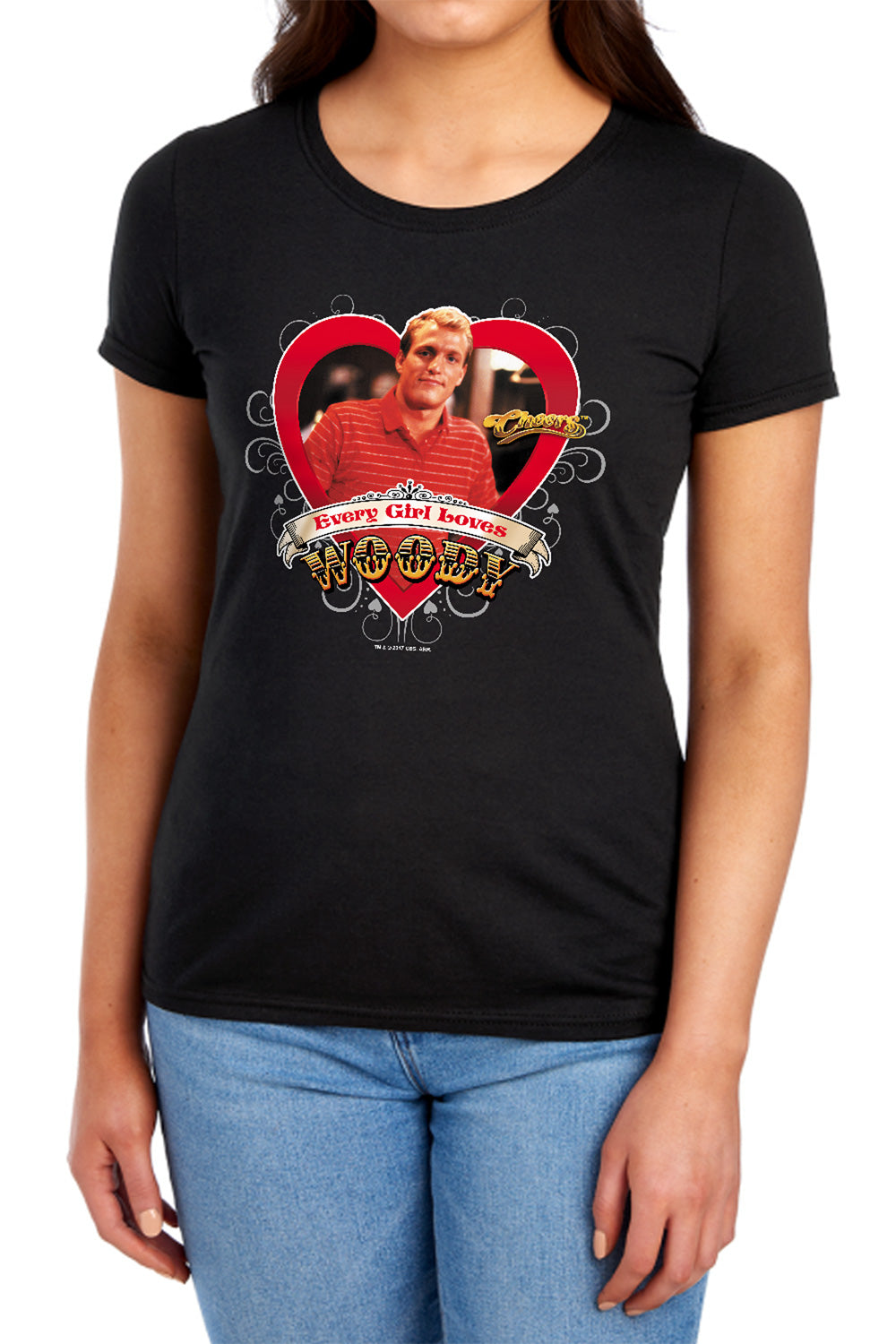 AN OFFCIALLY LICENSED CHEERS WOODY WOMEN'S REGULAR FIT T-SHIRT BLACK