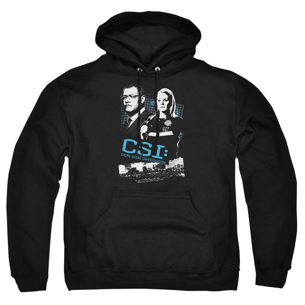 AN OFFCIALLY LICENSED CSI INVESTIGATE THIS ADULT UNISEX PULLOVER HOODIE BLACK
