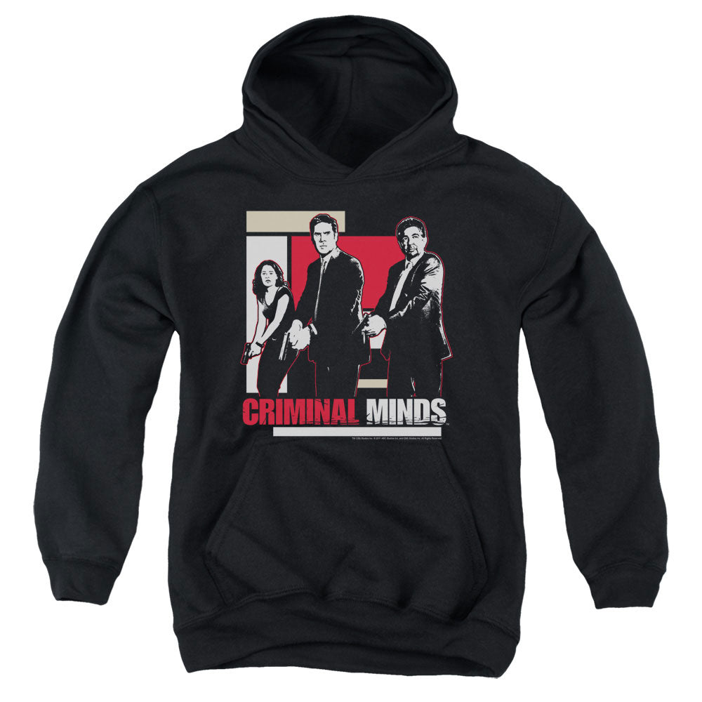 AN OFFCIALLY LICENSED CRIMINAL MINDS GUNS DRAWN YOUTH HOODIE BLACK