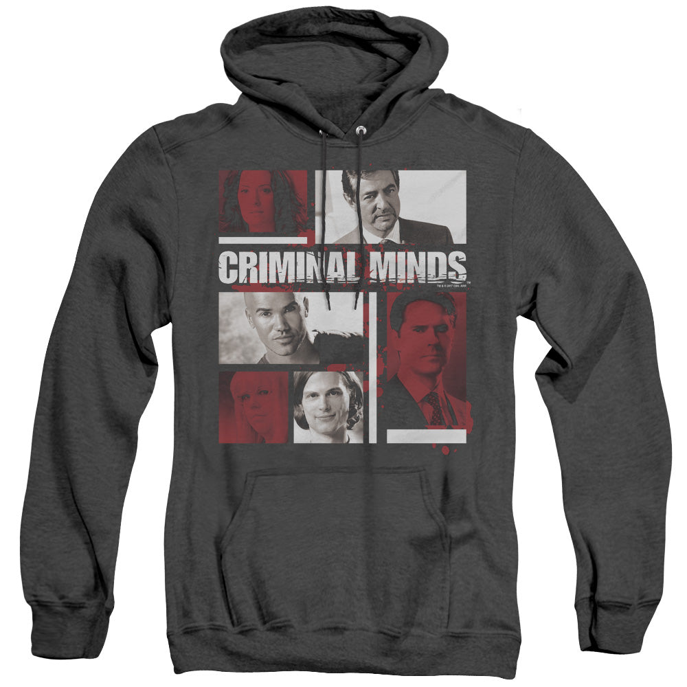 AN OFFCIALLY LICENSED CRIMINAL MINDS CHARACTER BOXES ADULT UNISEX HEATHER PULLOVER HOODIE BLACK