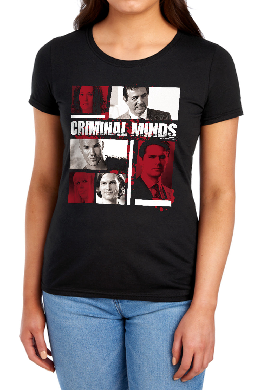 AN OFFCIALLY LICENSED CRIMINAL MINDS CHARACTER BOXES WOMEN'S REGULAR FIT T-SHIRT BLACK