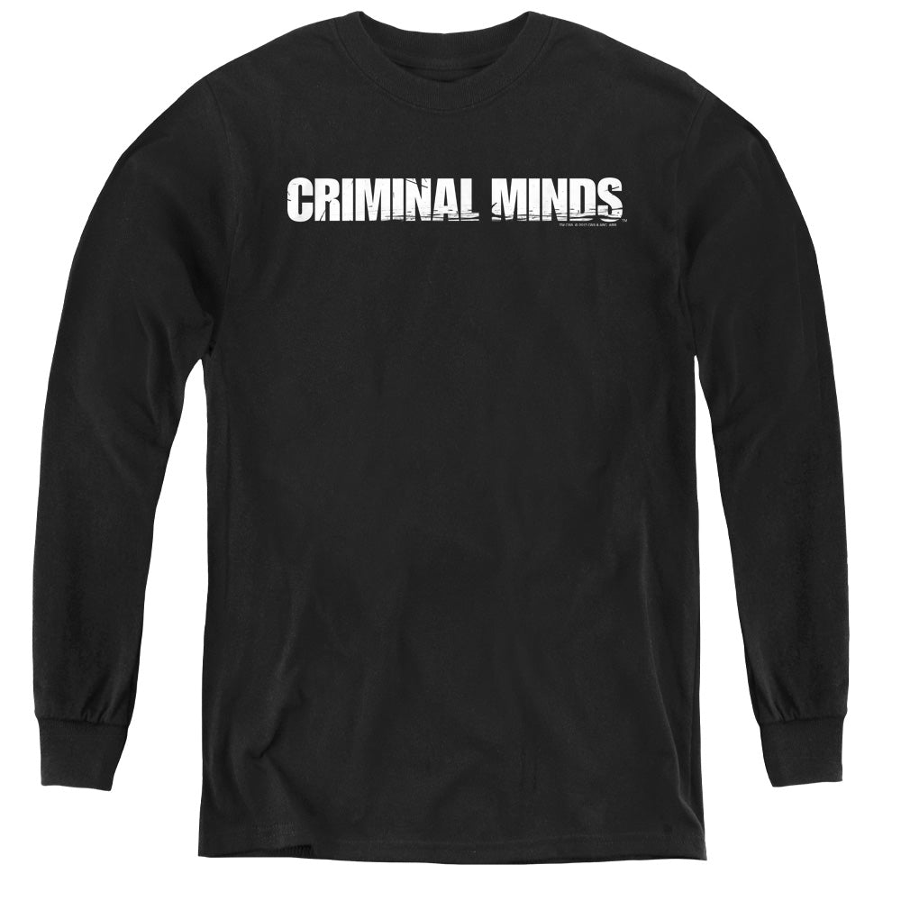 AN OFFCIALLY LICENSED CRIMINAL MINDS LOGO YOUTH LONG SLEEVE T-SHIRT BLACK