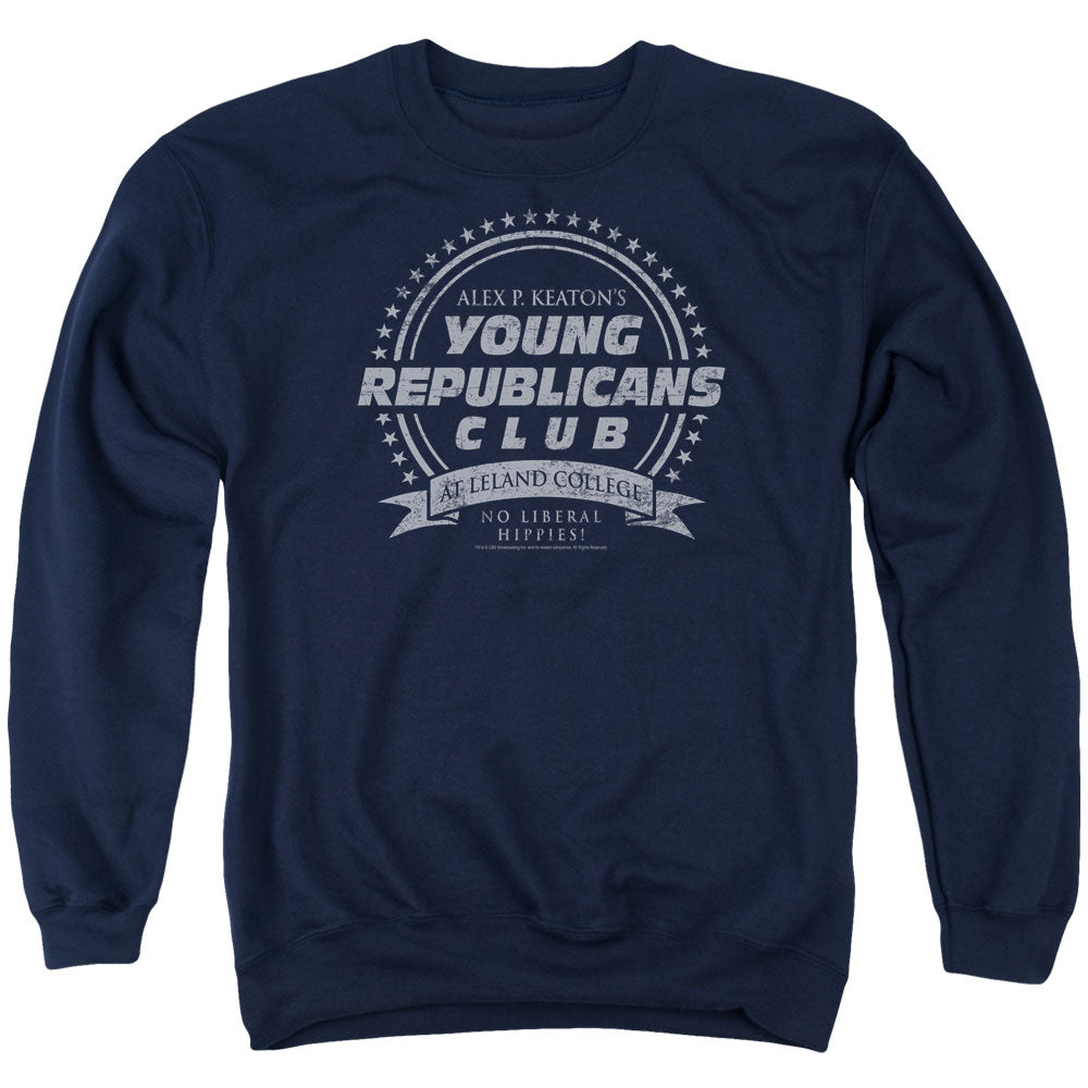 AN OFFCIALLY LICENSED FAMILY TIES YOUNG REPUBLICANS CLUB ADULT UNISEX CREWNECK SWEATSHIRT NAVY