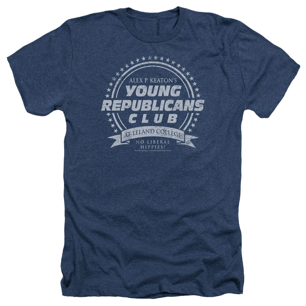 AN OFFCIALLY LICENSED FAMILY TIES YOUNG REPUBLICANS CLUB MEN'S HEATHER T-SHIRT NAVY