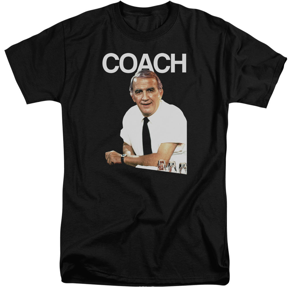 AN OFFCIALLY LICENSED CHEERS COACH MEN'S TALL FIT T-SHIRT BLACK