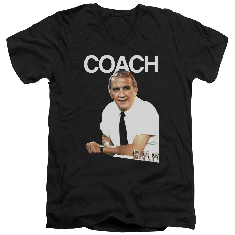 AN OFFCIALLY LICENSED CHEERS COACH MEN'S V-NECK T-SHIRT BLACK