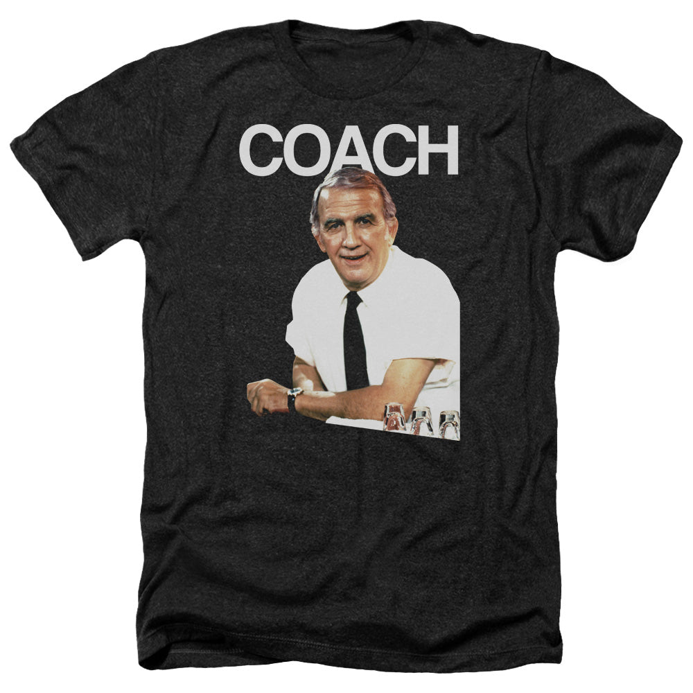 AN OFFCIALLY LICENSED CHEERS COACH MEN'S HEATHER T-SHIRT CHARCOAL