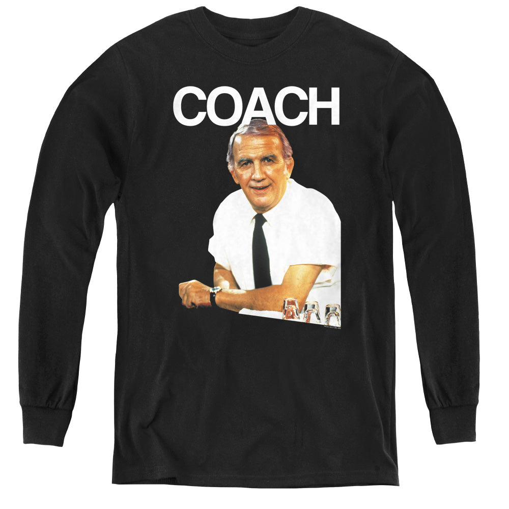 AN OFFCIALLY LICENSED CHEERS COACH YOUTH LONG SLEEVE T-SHIRT BLACK