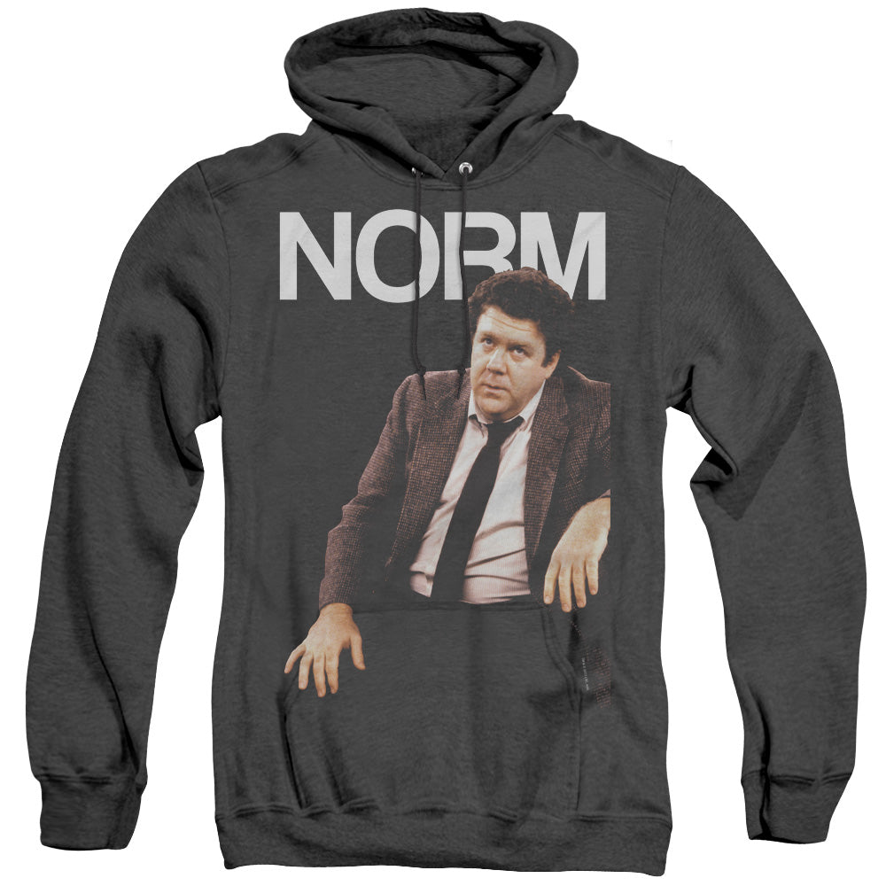 AN OFFCIALLY LICENSED CHEERS NORM ADULT UNISEX HEATHER PULLOVER HOODIE BLACK