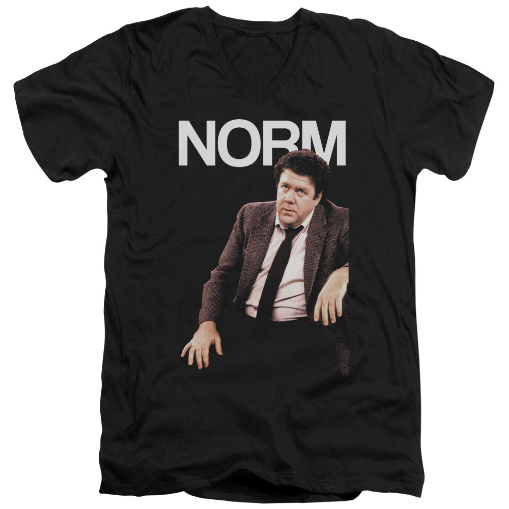 AN OFFCIALLY LICENSED CHEERS NORM MEN'S V-NECK T-SHIRT BLACK