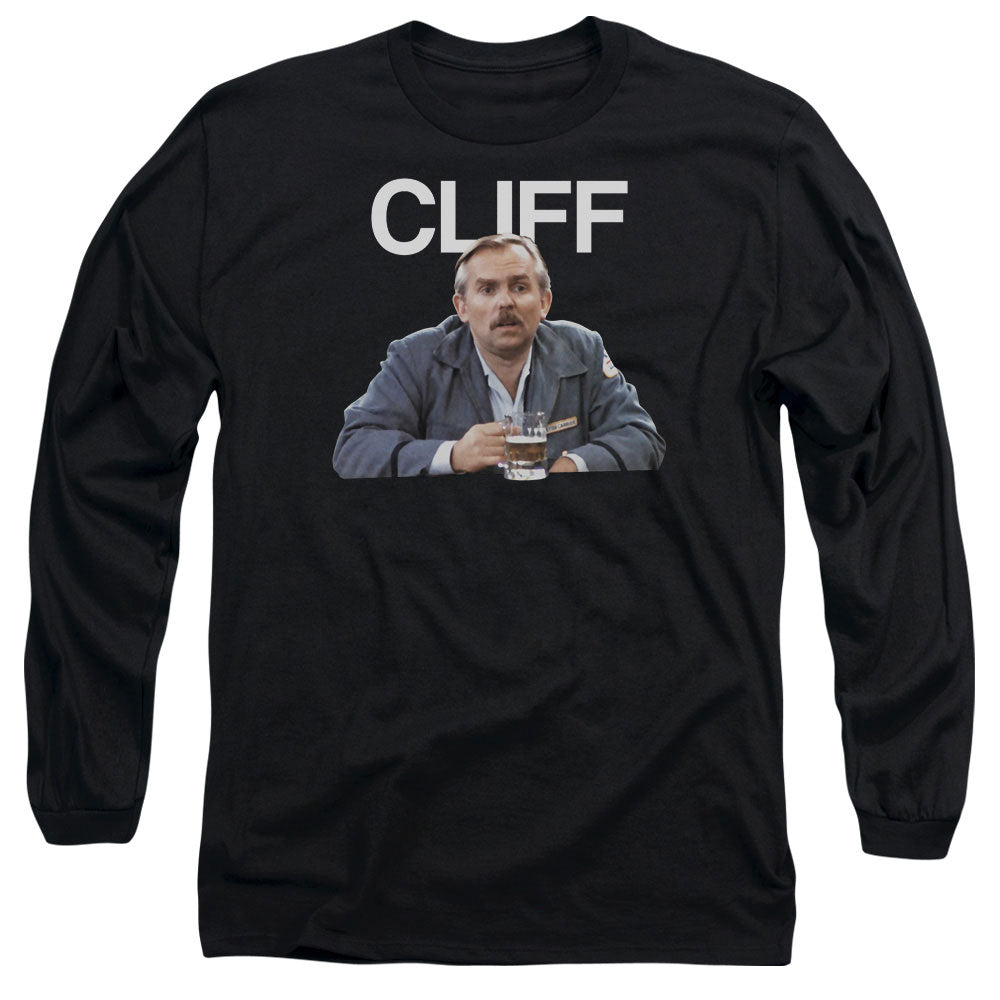 AN OFFCIALLY LICENSED CHEERS CLIFF MEN'S LONG SLEEVE T-SHIRT BLACK