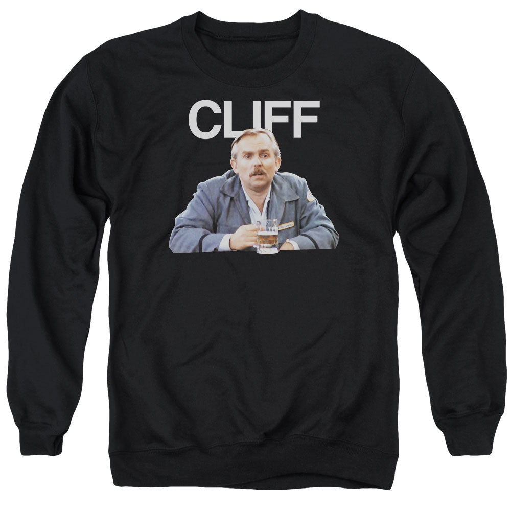 AN OFFCIALLY LICENSED CHEERS CLIFF ADULT UNISEX CREWNECK SWEATSHIRT BLACK