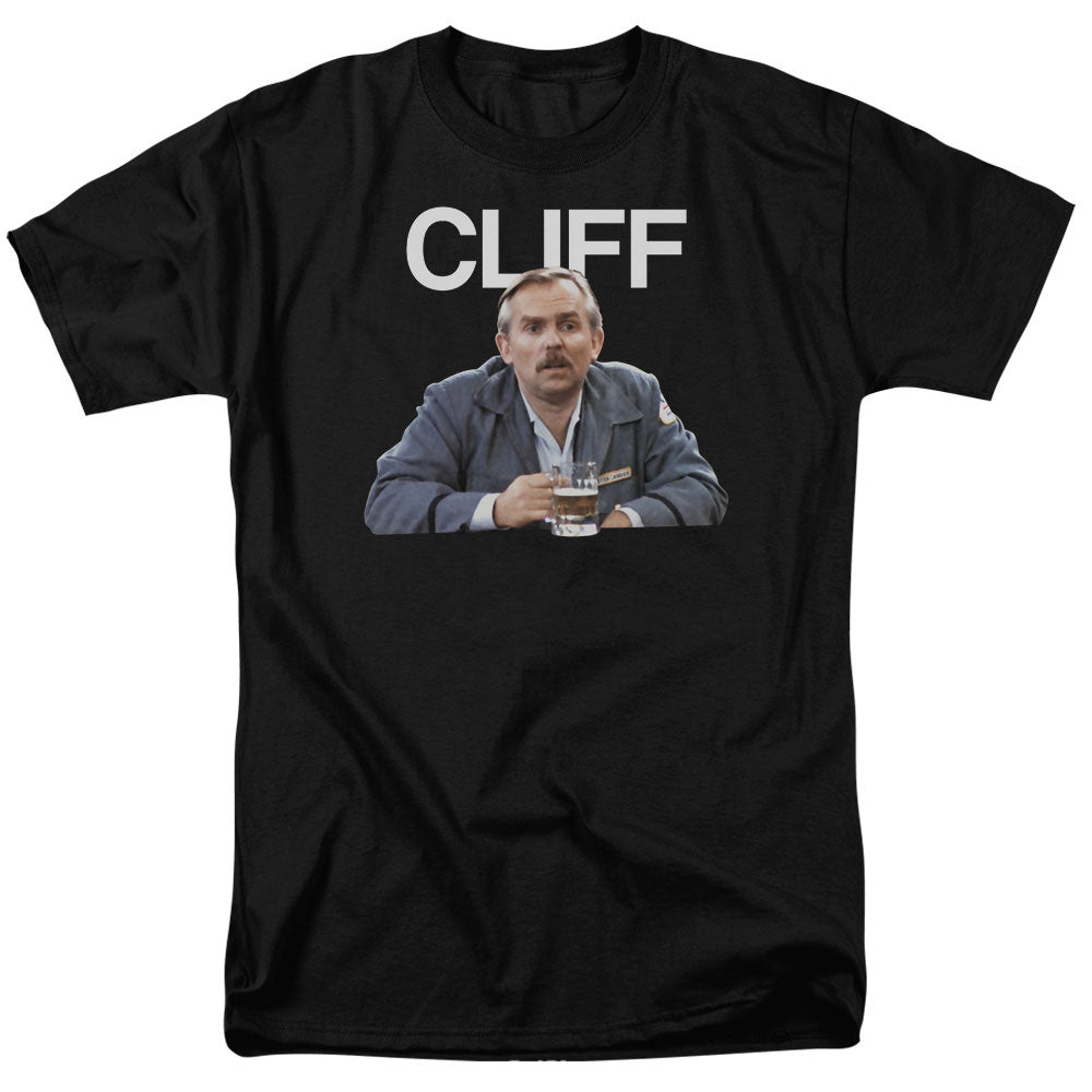 AN OFFCIALLY LICENSED CHEERS CLIFF MEN'S REGULAR FIT T-SHIRT BLACK