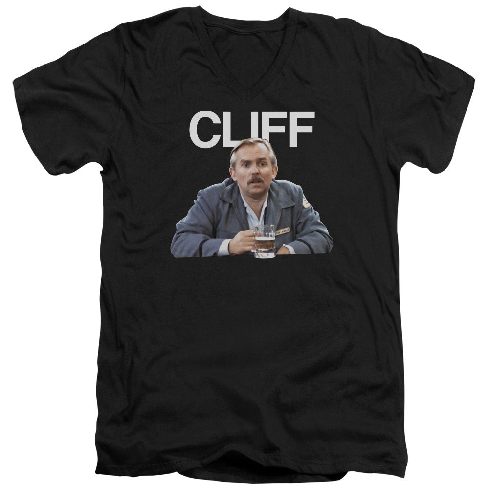 AN OFFCIALLY LICENSED CHEERS CLIFF MEN'S V-NECK T-SHIRT BLACK
