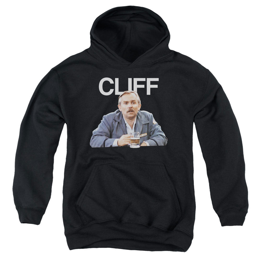 AN OFFCIALLY LICENSED CHEERS CLIFF YOUTH HOODIE BLACK