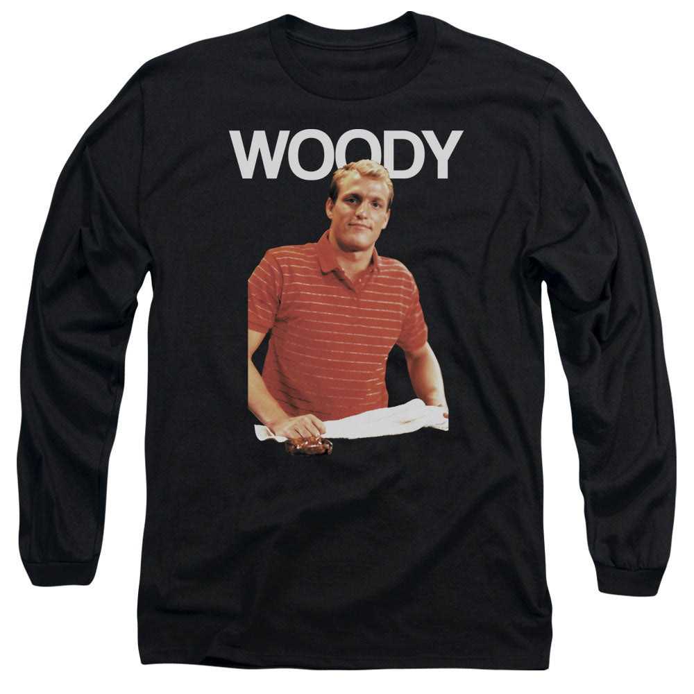 AN OFFCIALLY LICENSED CHEERS WOODY MEN'S LONG SLEEVE T-SHIRT BLACK