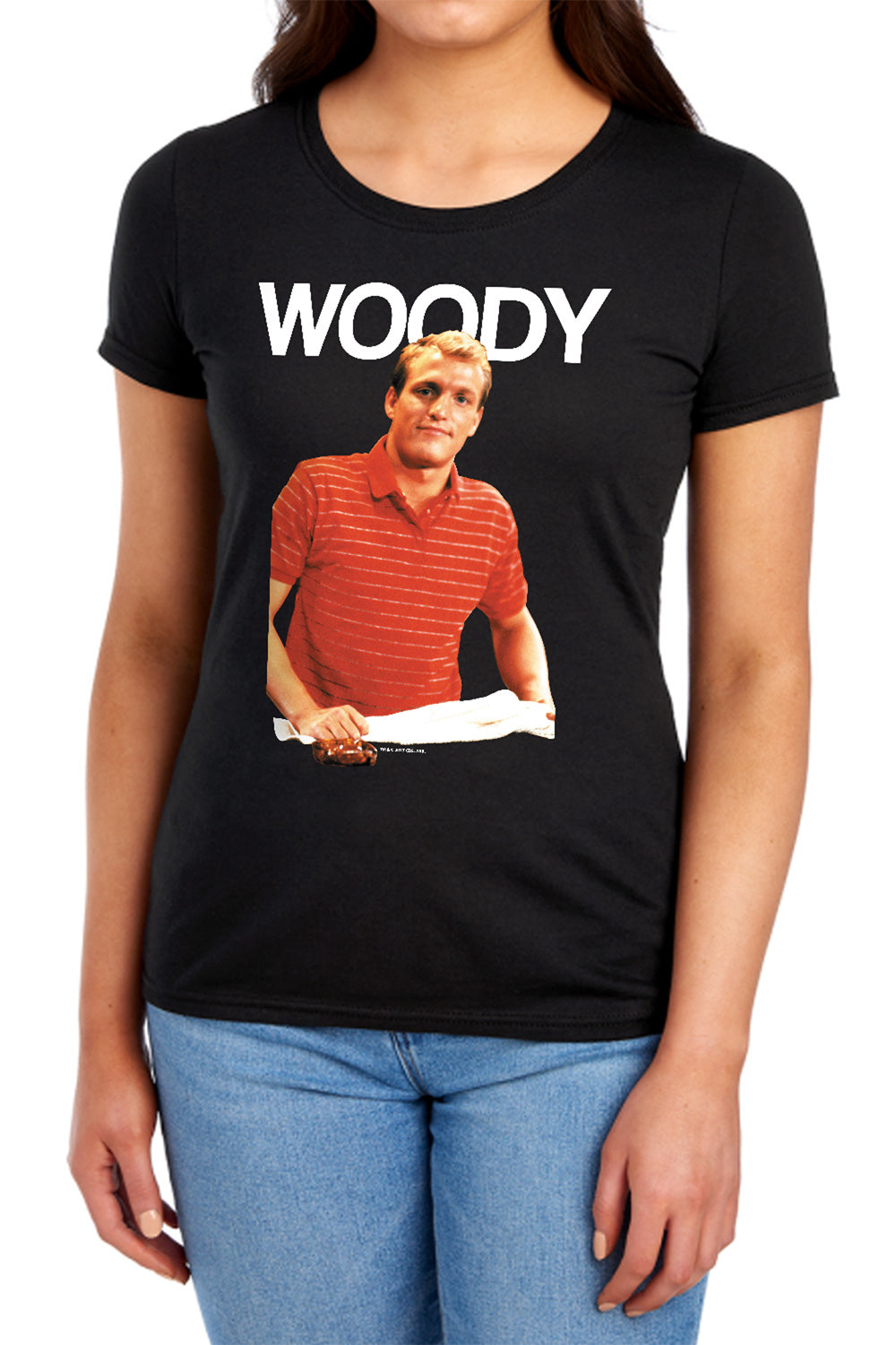 AN OFFCIALLY LICENSED CHEERS WOODY WOMEN'S REGULAR FIT T-SHIRT BLACK