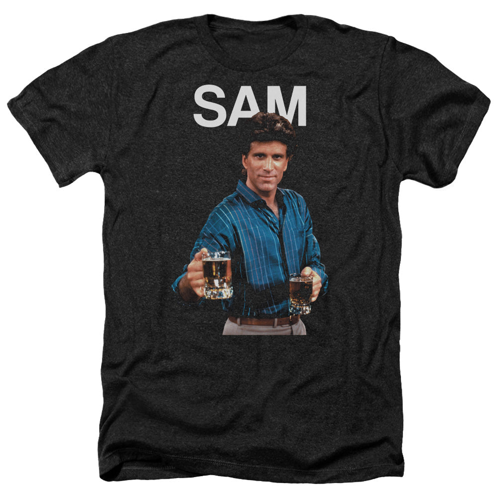 AN OFFCIALLY LICENSED CHEERS SAM MEN'S HEATHER T-SHIRT CHARCOAL