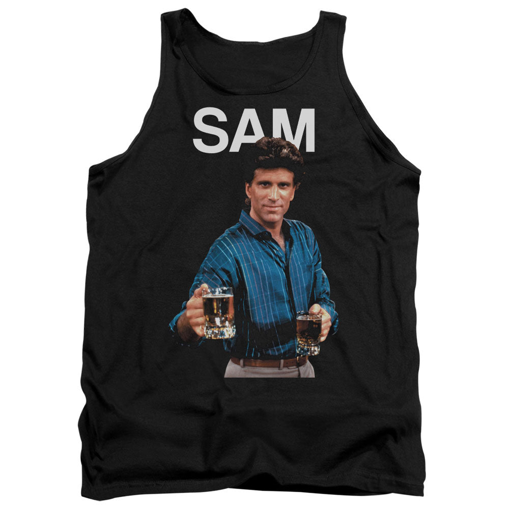 AN OFFCIALLY LICENSED CHEERS SAM ADULT UNISEX TANK TOP BLACK
