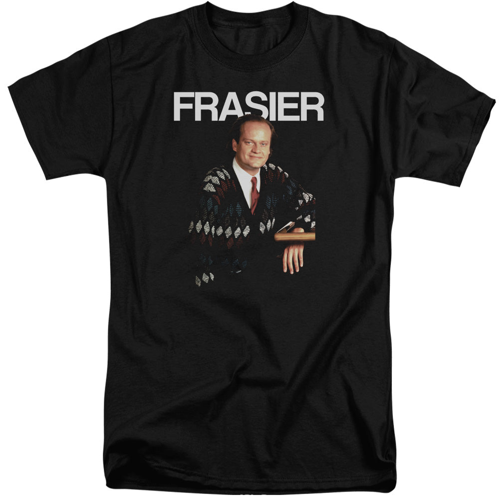 AN OFFCIALLY LICENSED CHEERS FRASIER MEN'S TALL FIT T-SHIRT BLACK