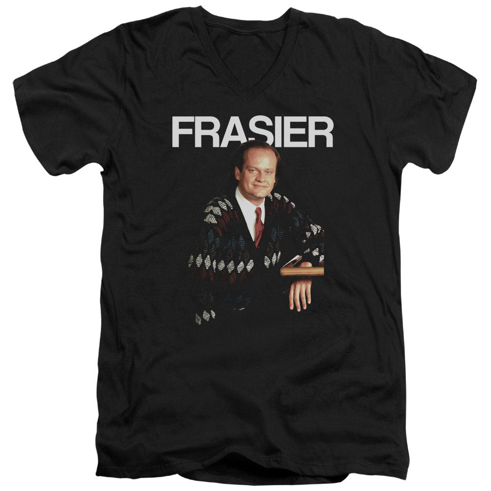 AN OFFCIALLY LICENSED CHEERS FRASIER MEN'S V-NECK T-SHIRT BLACK