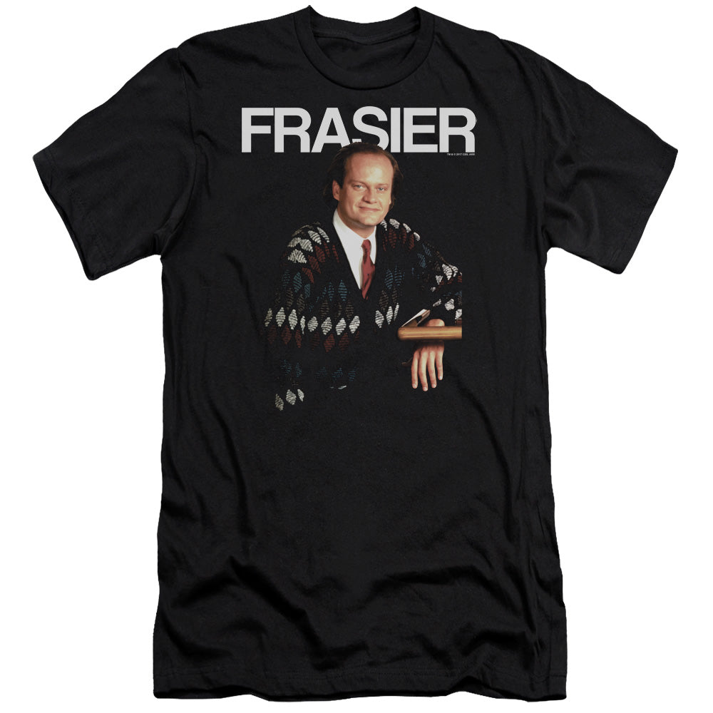 AN OFFCIALLY LICENSED CHEERS FRASIER MEN'S PREMIUM SLIM FIT T-SHIRT BLACK