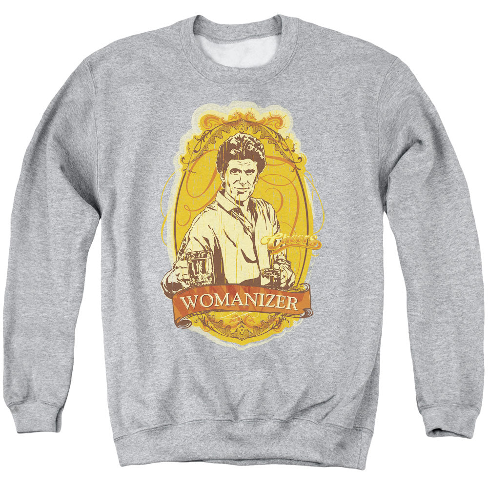AN OFFCIALLY LICENSED CHEERS WOMANIZER ADULT UNISEX CREWNECK SWEATSHIRT ATHLETIC HEATHER
