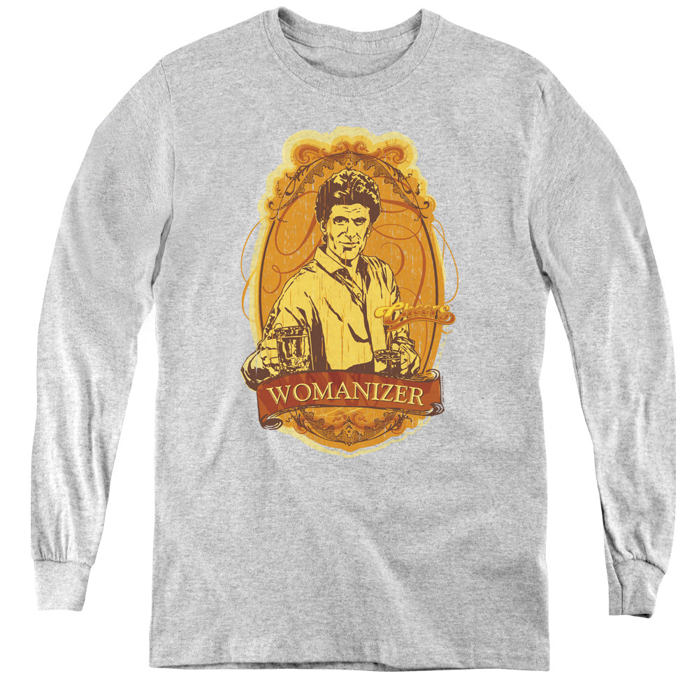 AN OFFCIALLY LICENSED CHEERS WOMANIZER YOUTH LONG SLEEVE T-SHIRT ATHLETIC HEATHER