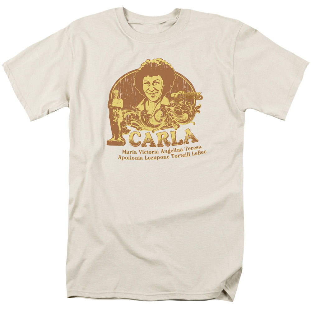 AN OFFCIALLY LICENSED CHEERS CARLA MEN'S REGULAR FIT T-SHIRT CREAM