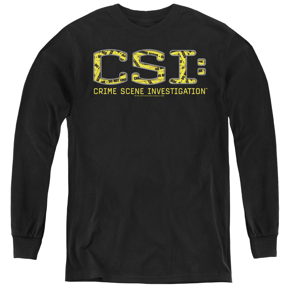 AN OFFCIALLY LICENSED CSI COLLAGE LOGO YOUTH LONG SLEEVE T-SHIRT BLACK
